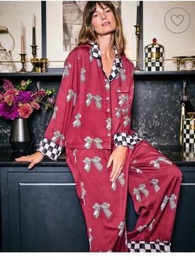 Mackenzie Childs X Printfresh Eco Satin Soho Pajama Set in Bows Small